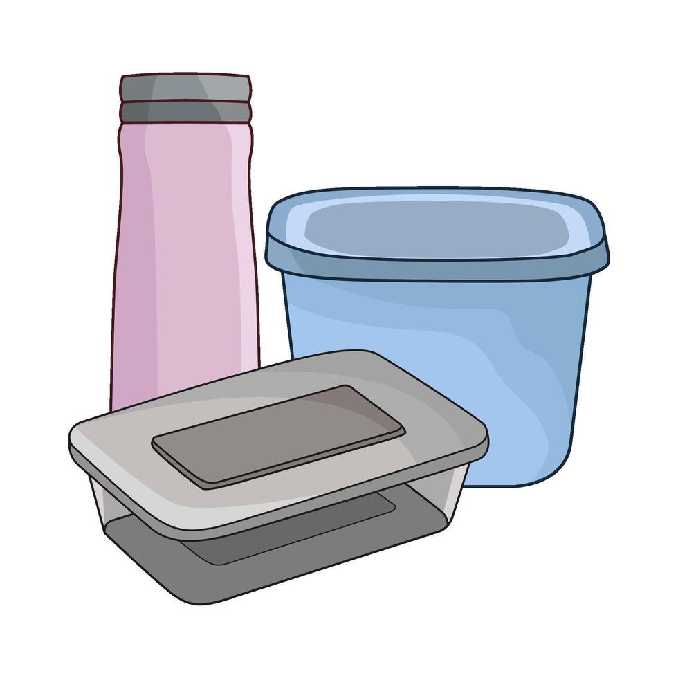 illustration of food container and bottle vector