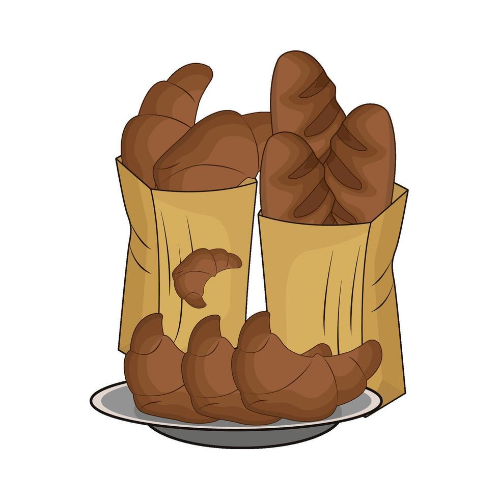 illustration of Bread in Paper Bag vector