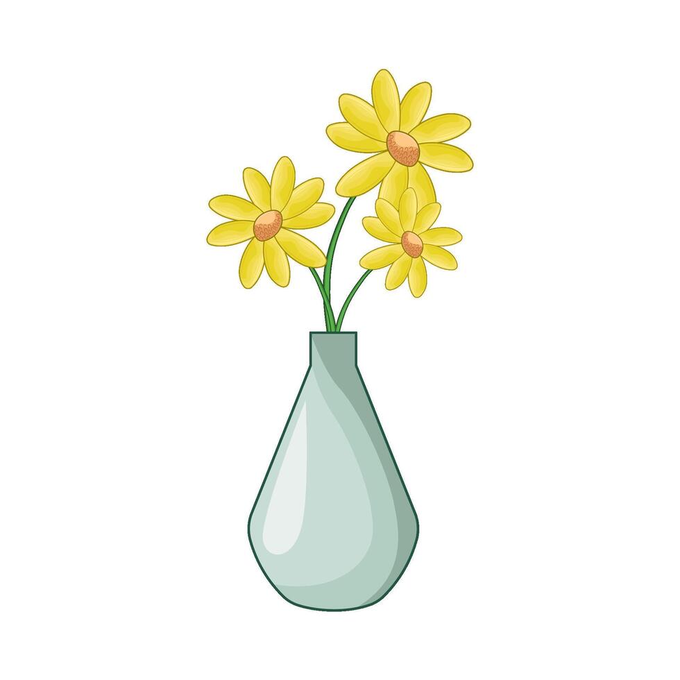 Yellow Flowers in Elegant Vase vector
