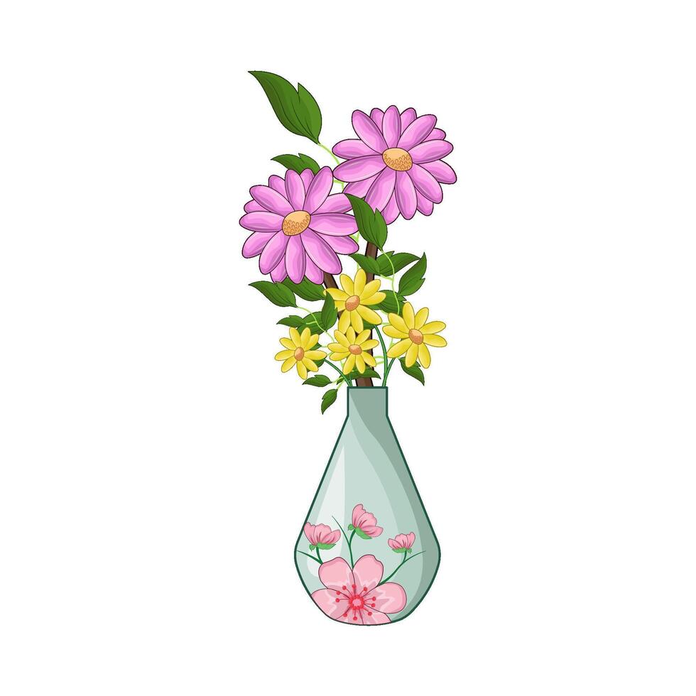Graceful Vase with Fresh Flowers vector