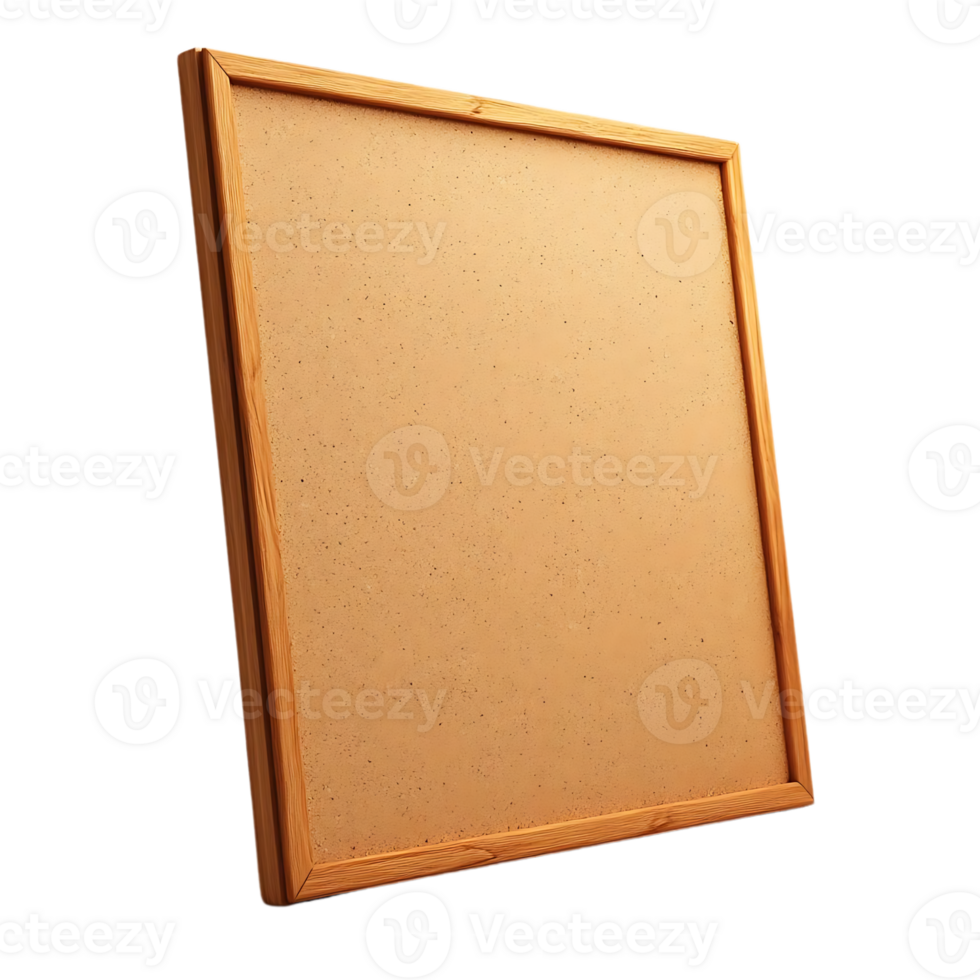 Cork Bulletin Board with Wooden Frame, Transparent Background Image for Mockups, Presentations, and Design Projects png