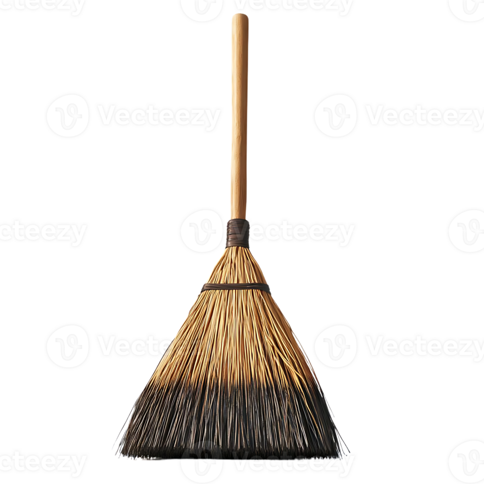 The Wooden Handled Broom with a Natural Bristle Sweep for a Clean and Transparent Background png