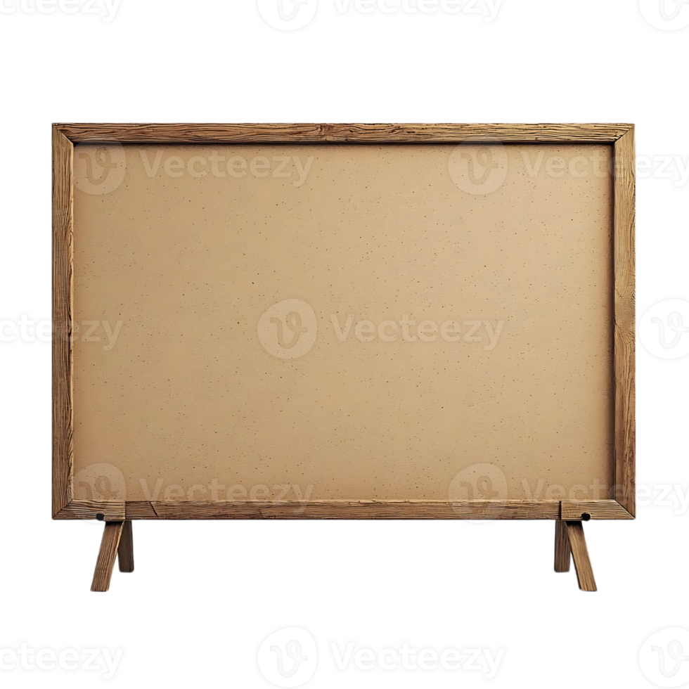 Wooden Framed Corkboard on Stand with Transparent Background for Mockups and Design Projects png