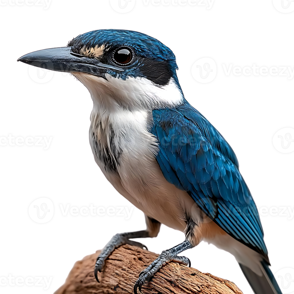 Blue-winged Kookaburra Perched on Branch with Transparent Background png