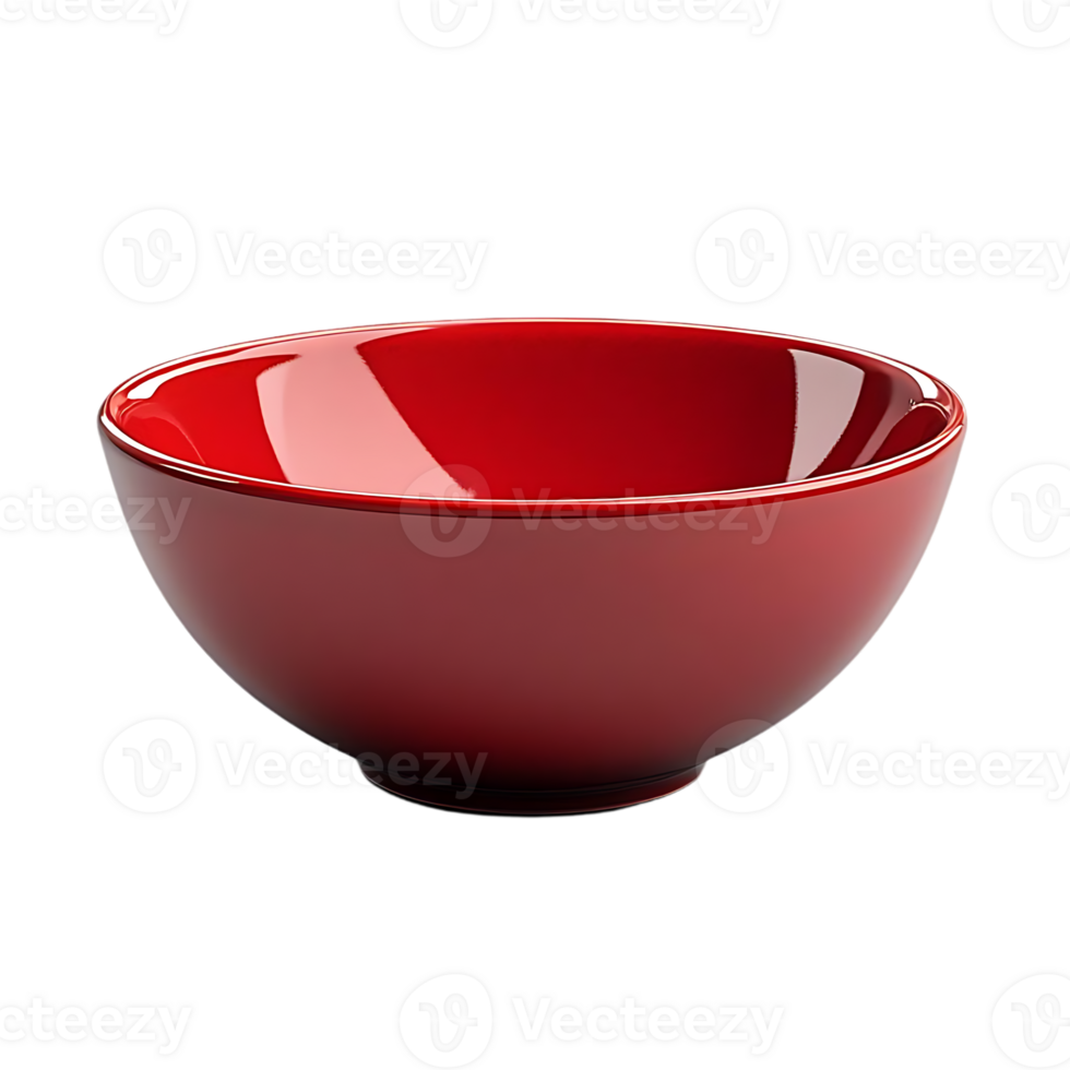 Red Bowl on a Transparent Background, Ideal for Serving Salads, Soups, and Cereals png