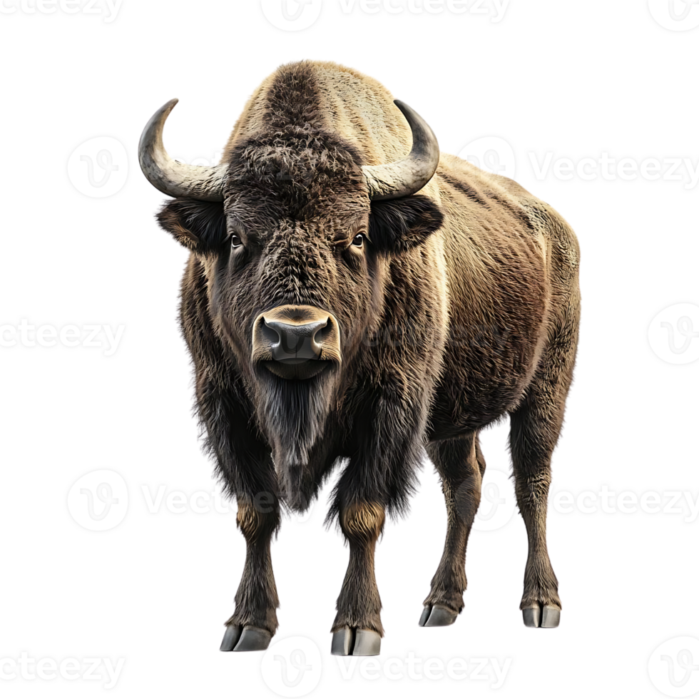 A Majestic Bison Stands Proudly, Its Fur a Deep Brown Against a Transparent Background, a Symbol of Strength and Wilderness png