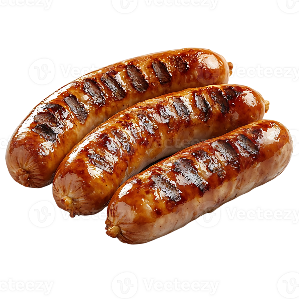 Grilled Sausages with a Transparent Background, Delicious and Juicy Grilled Sausages on a Transparent Background png