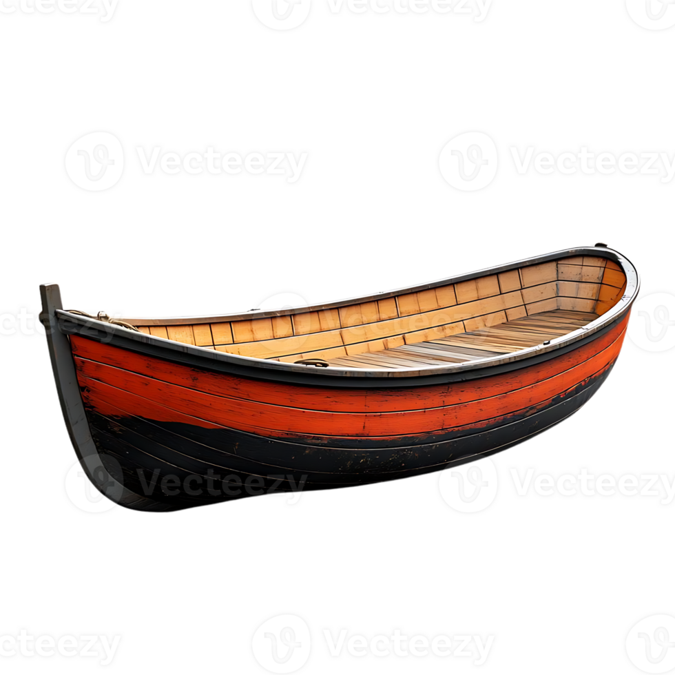 Red and Black Wooden Boat with Transparent Background png