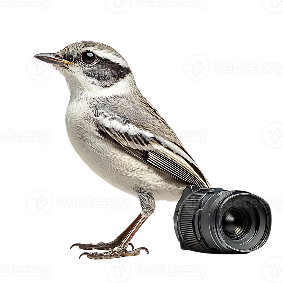 A Bird Posing with a Camera Lens on a Transparent Background png