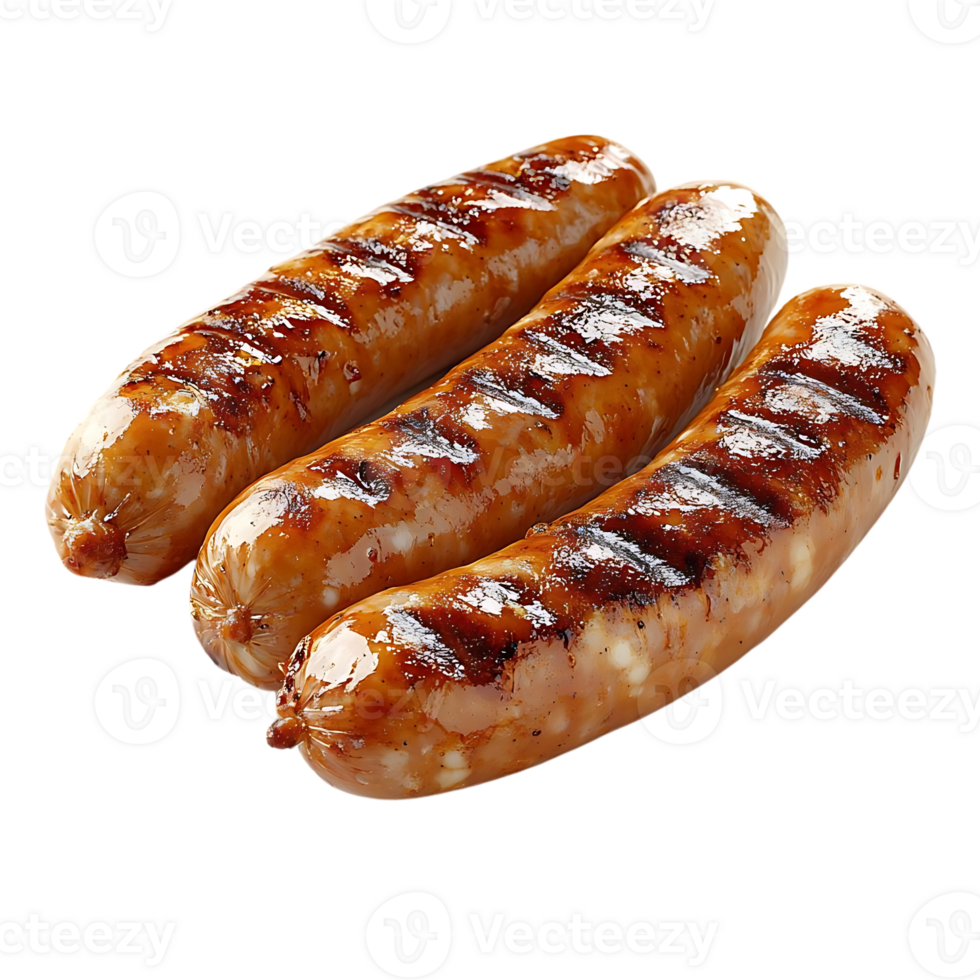 Grilled Sausages with a Transparent Background, Perfect for Food Photography and Design png