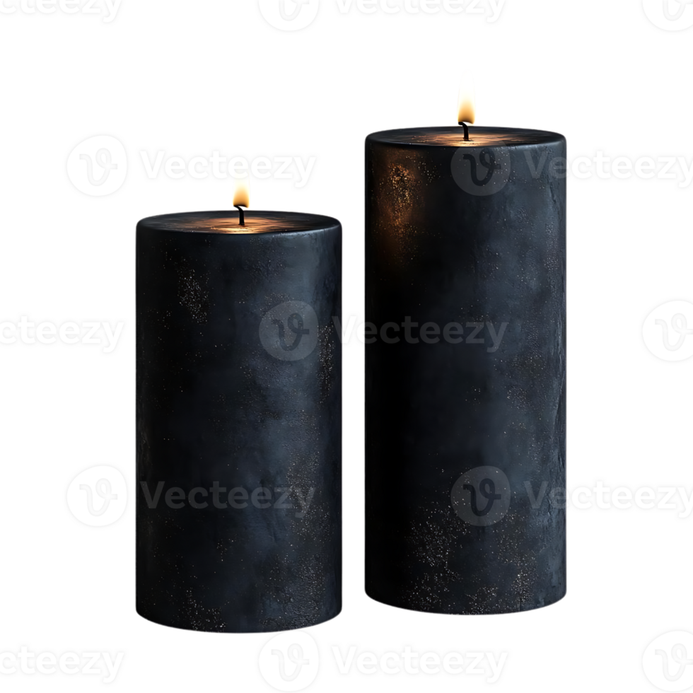Black Candles Burning with a Transparent Background png