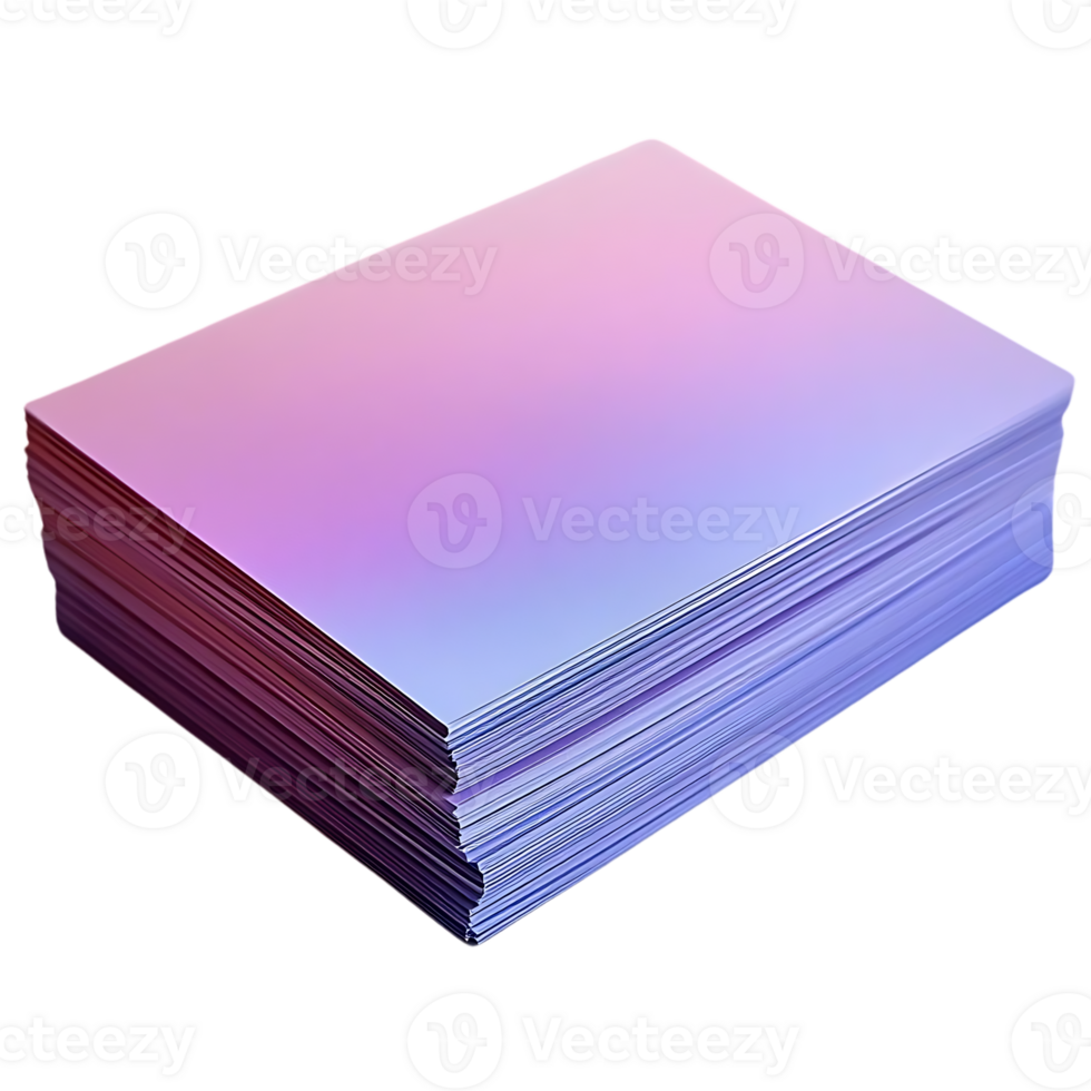 Stack of Papers with a Transparent Background and a Gradient of Pink and Blue png