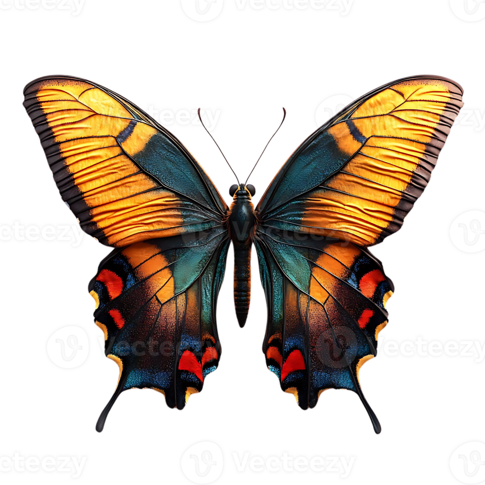 A Vibrant Butterfly with Transparent Background, Featuring Striking Colors and Intricate Patterns png