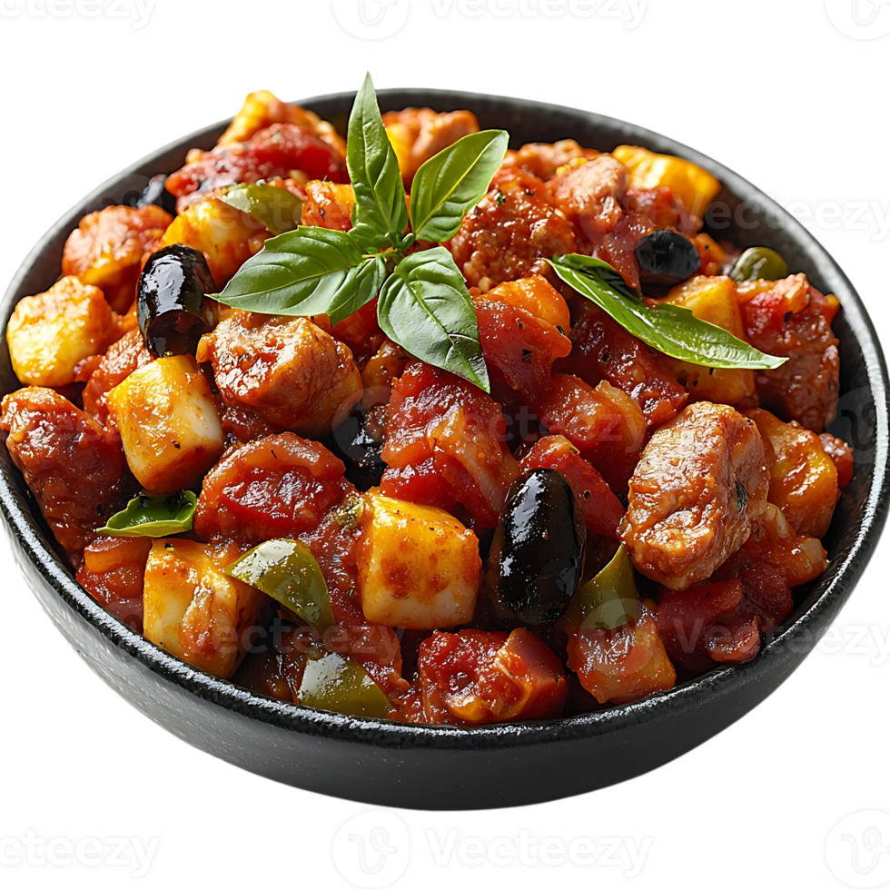 Delicious Italian Sausage and Potato Stew with a Transparent Background png