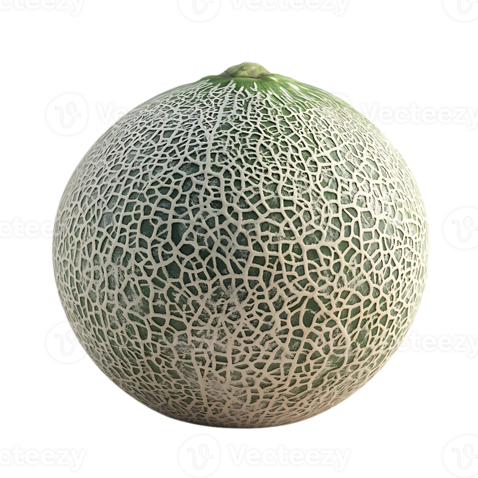 A Single, Ripe Cantaloupe Melon Isolated on a Transparent Background, Perfect for Summer Recipes and Refreshing Drinks png