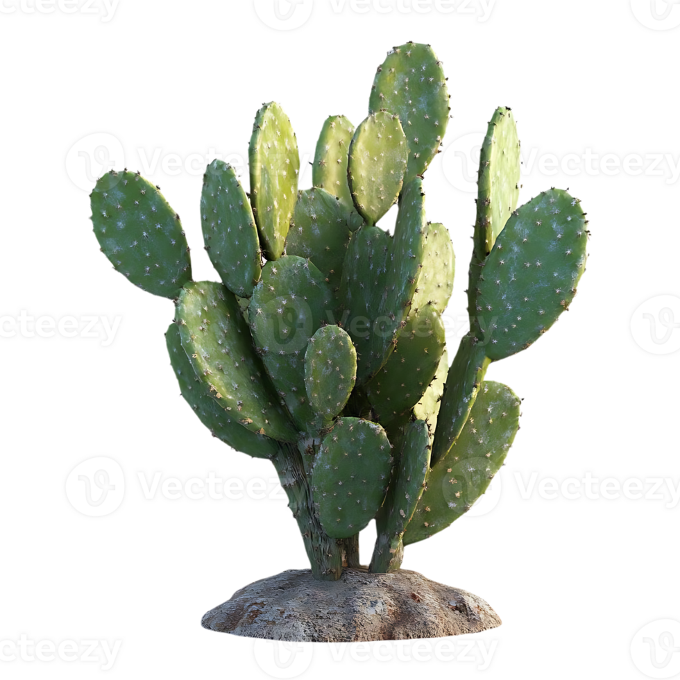 Prickly Pear Cactus with a Transparent Background, a Green and Lush Desert Plant with a Unique Shape png