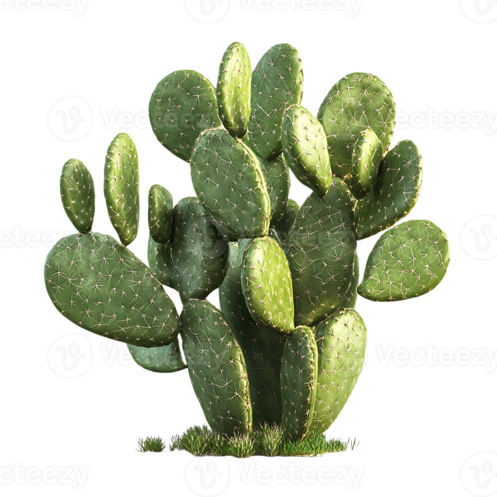 Green Prickly Pear Cactus Plant with Transparent Background png