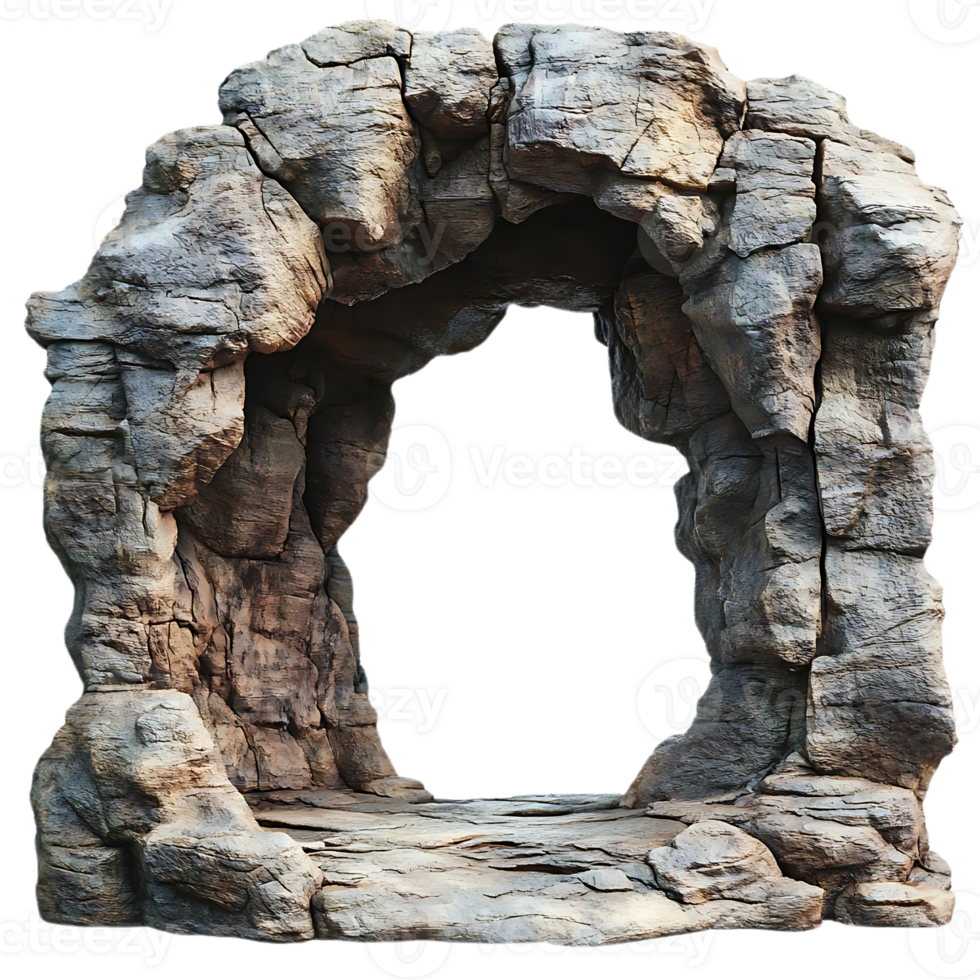 Stone Archway with Transparent Background, Natural Rock Formation, Isolated Cave Entrance, 3D Render, Realistic Stone Arch, Empty Archway, Digital Art, Stone Gate, Background Removal png