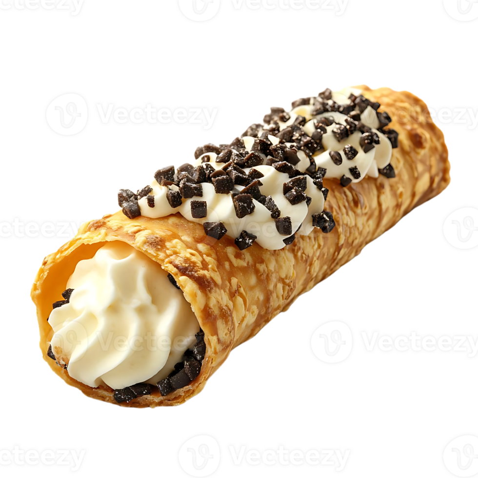 Creamy Cannoli with Chocolate Chips on a Transparent Background png