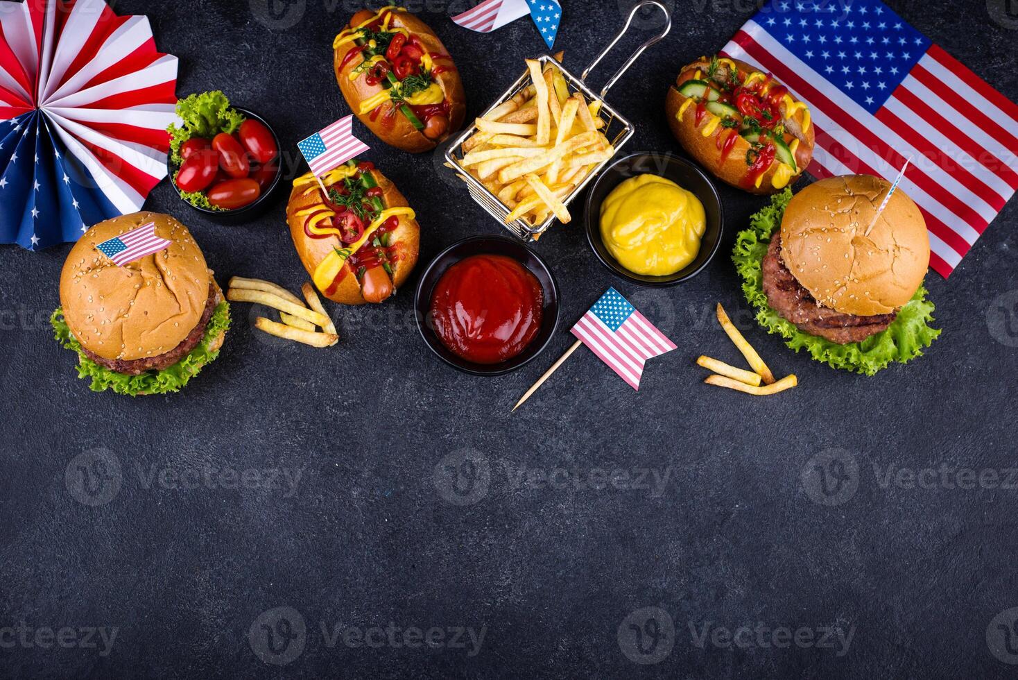 Traditional American food for celebrating July 4 Independence Day photo