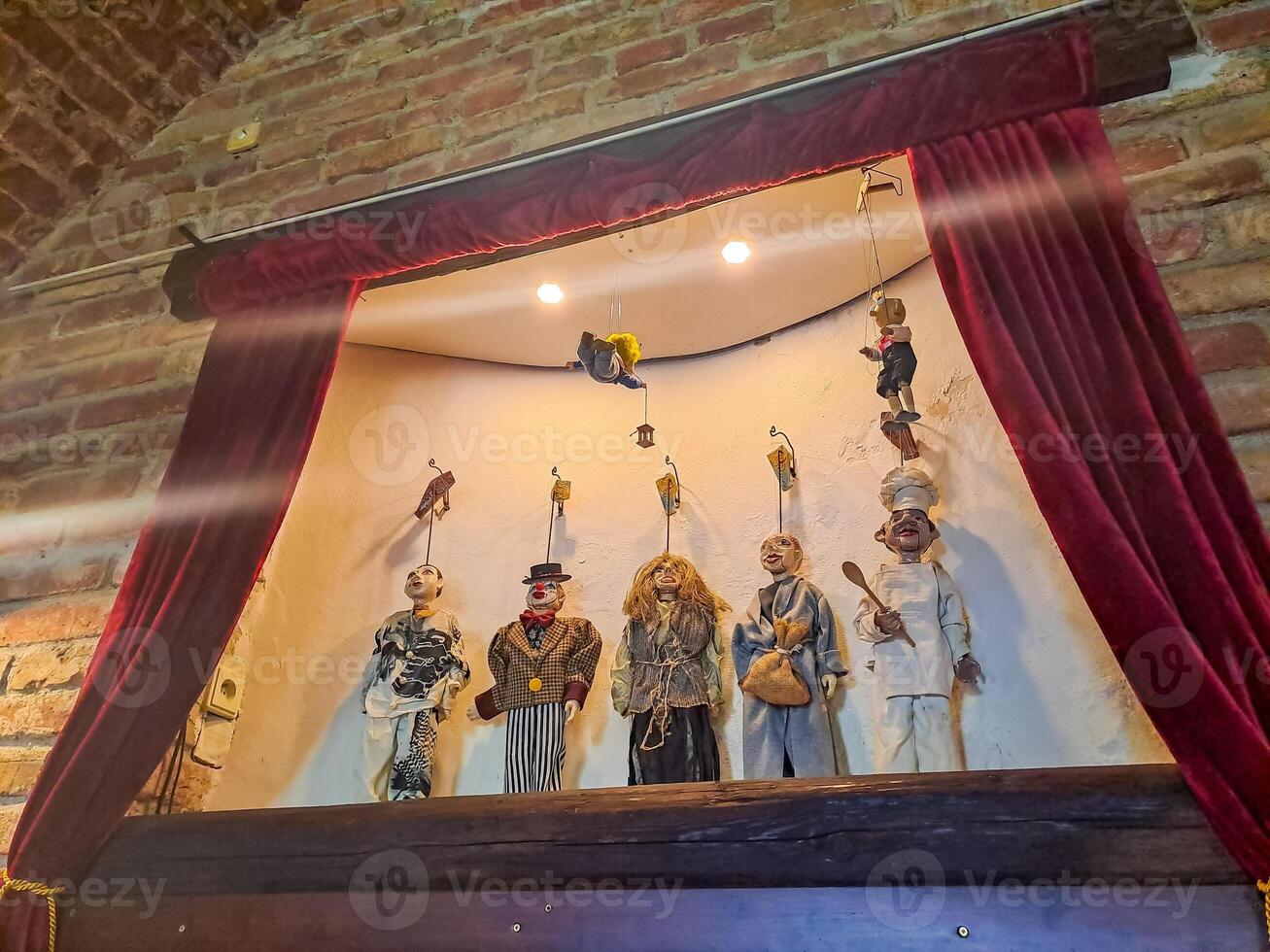 Traditional puppets made of wood. As a decoration in a restaurant in Podebrady. photo
