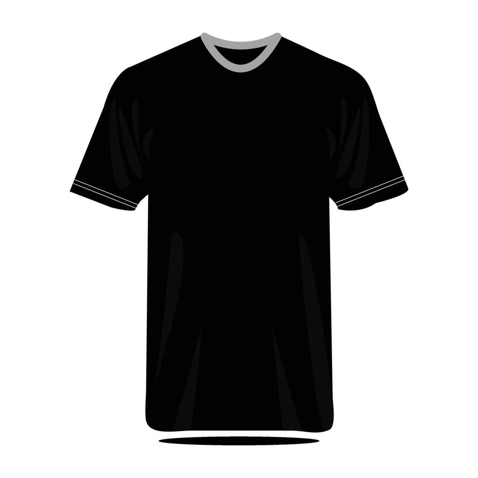 a black t - shirt with a white stripe is shown on the front. vector