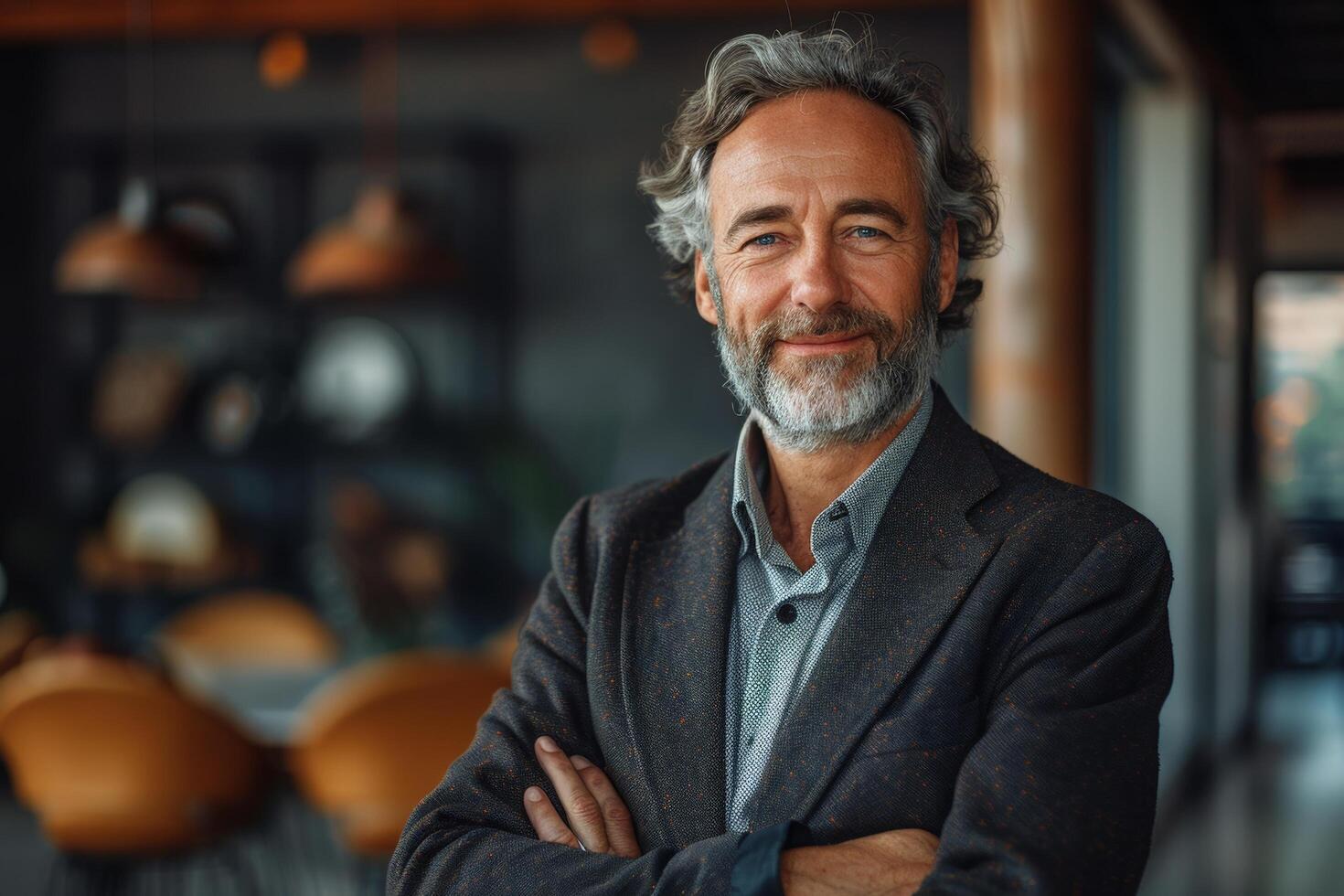 Portrait of a successful mature man in a business suit, smiling confidently. Concept of leadership. photo