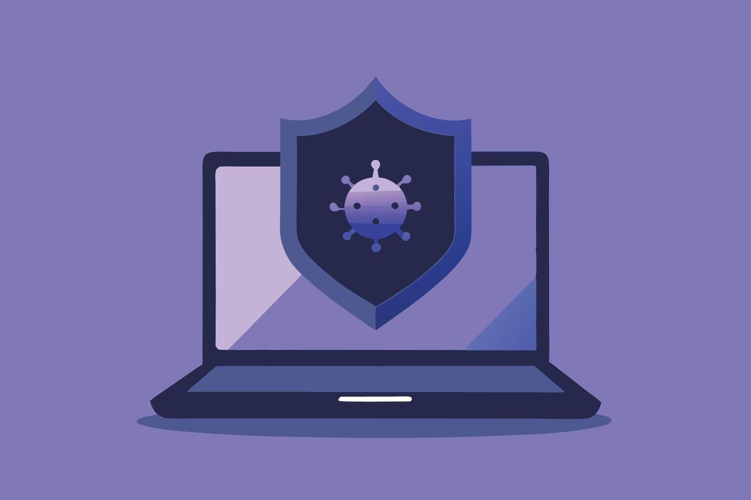 Laptop computer with security shield symbol. Data protection internet security concept vector