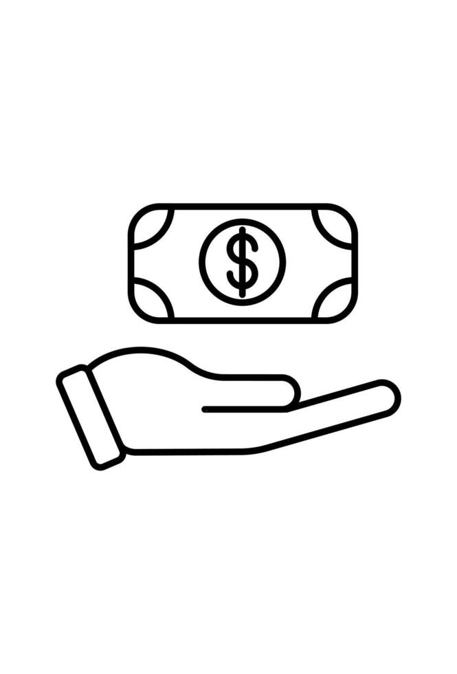 hand line art and money for payment vector