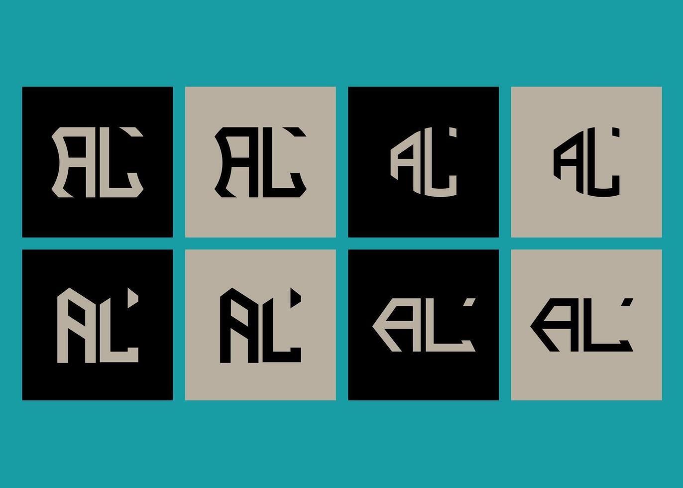 AL minimalist and classic logo set design. AL monogram polygonal and circle shape . AL unique design. vector