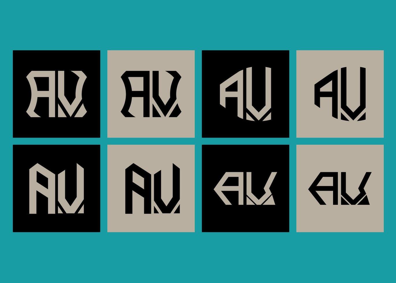 AV minimalist and classic logo set design. AV monogram polygonal and circle shape . vector