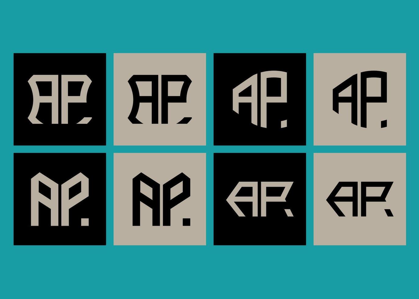 AP minimalist and classic logo set design. AP monogram polygonal and circle shape . AP unique design. vector