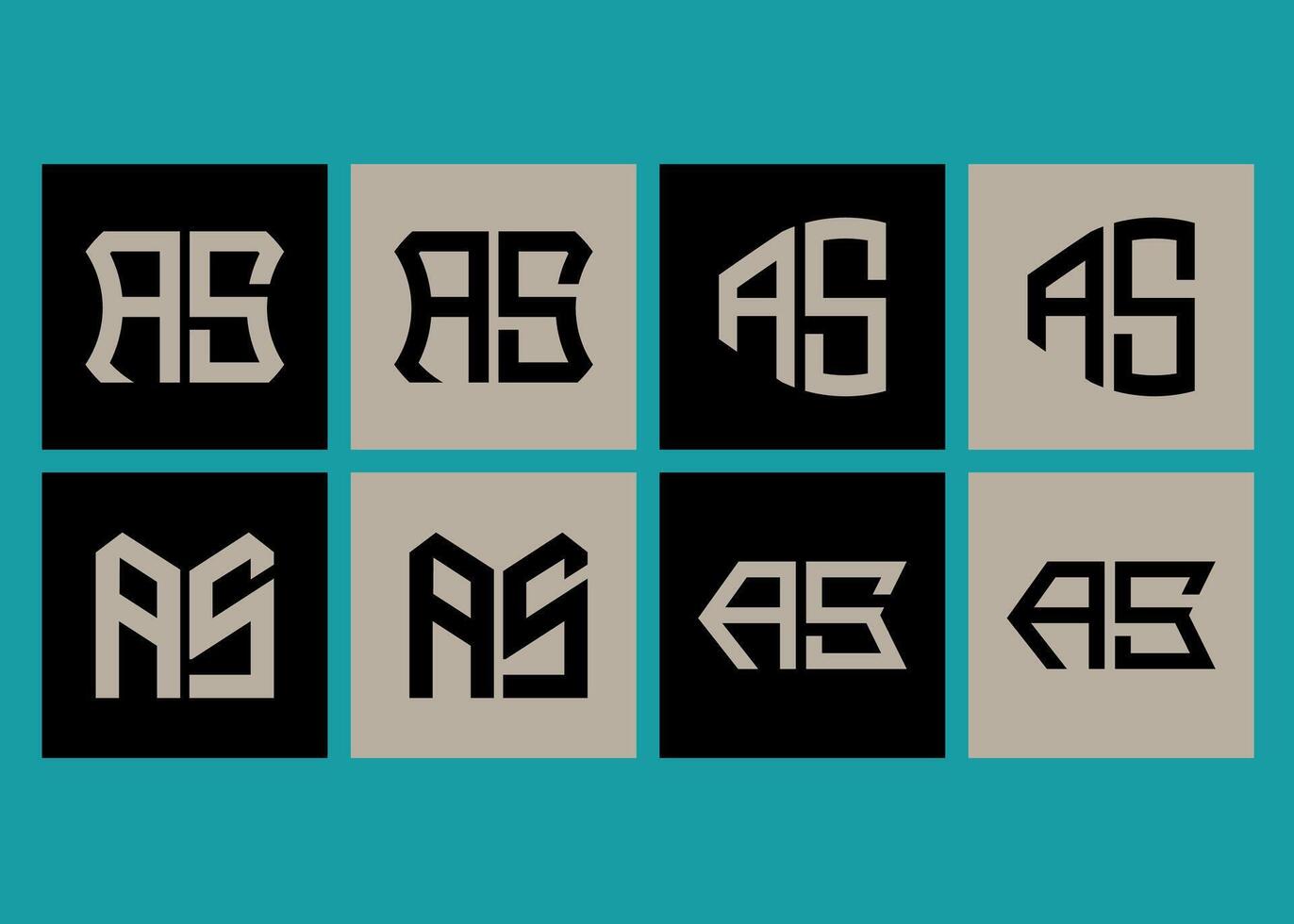 AS minimalist and classic logo set design. AS monogram polygonal and circle shape . vector