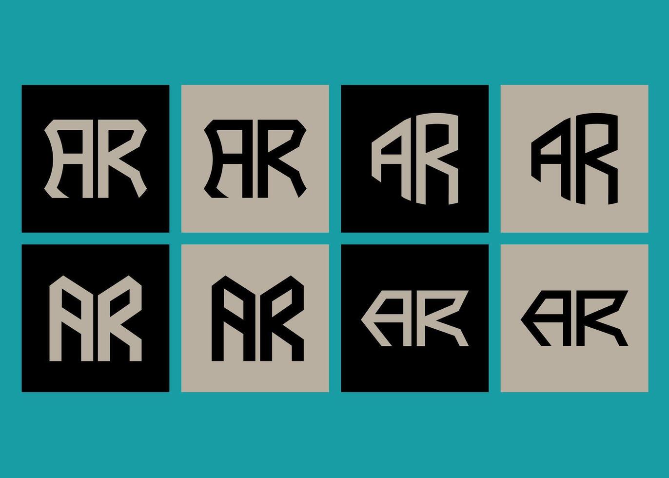 AR minimalist and classic logo set design. AR monogram polygonal and circle shape . vector