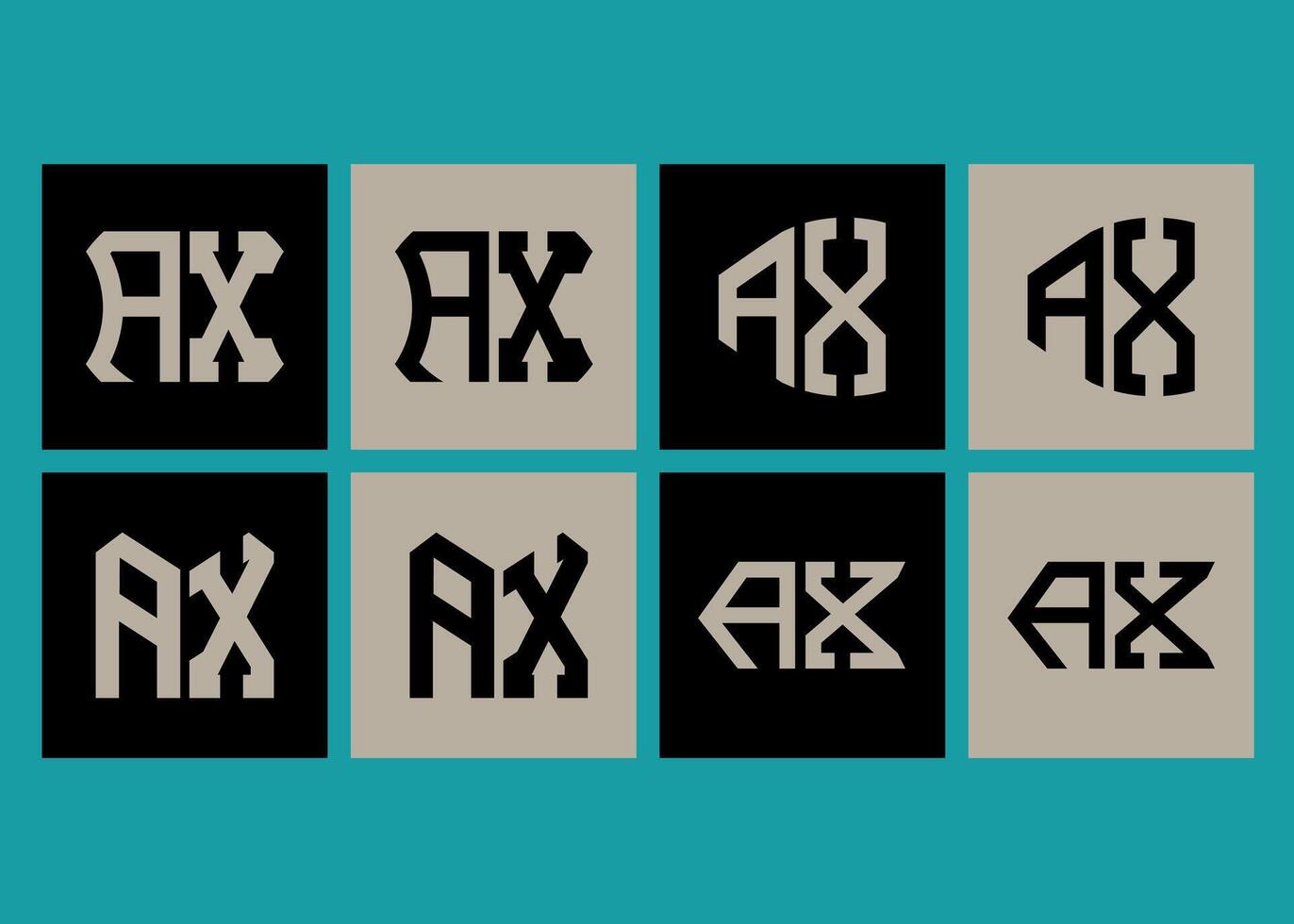 AX minimalist and classic logo set design. AX monogram polygonal and circle shape . vector
