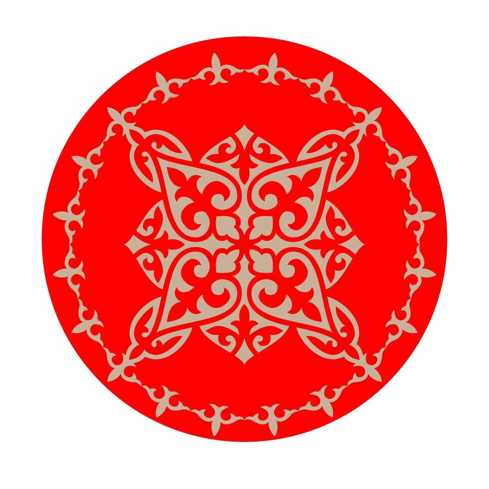 Islamic Golden Red Ornament, Persian Round Motif vector