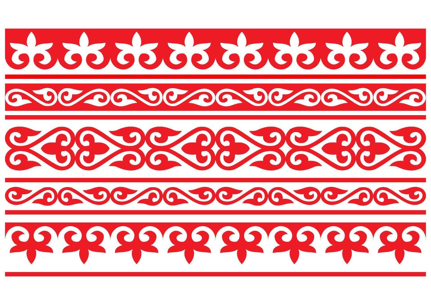Traditional Kazakh, Kyrgyz, Uzbek, Mongolian Or Kalmyk Pattern Set vector