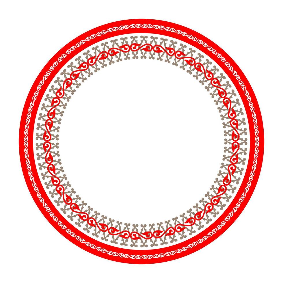 Red And Gold Round Kazakh National Ornament vector