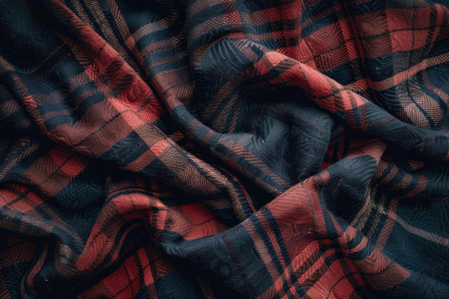 A rich flannel texture background in dark red and navy blue photo