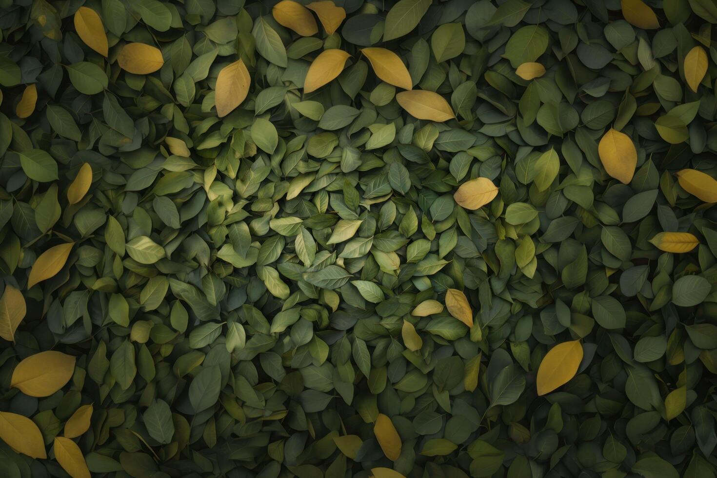 A background of vibrant green and yellow leaves creates a lively, autumnal scene photo