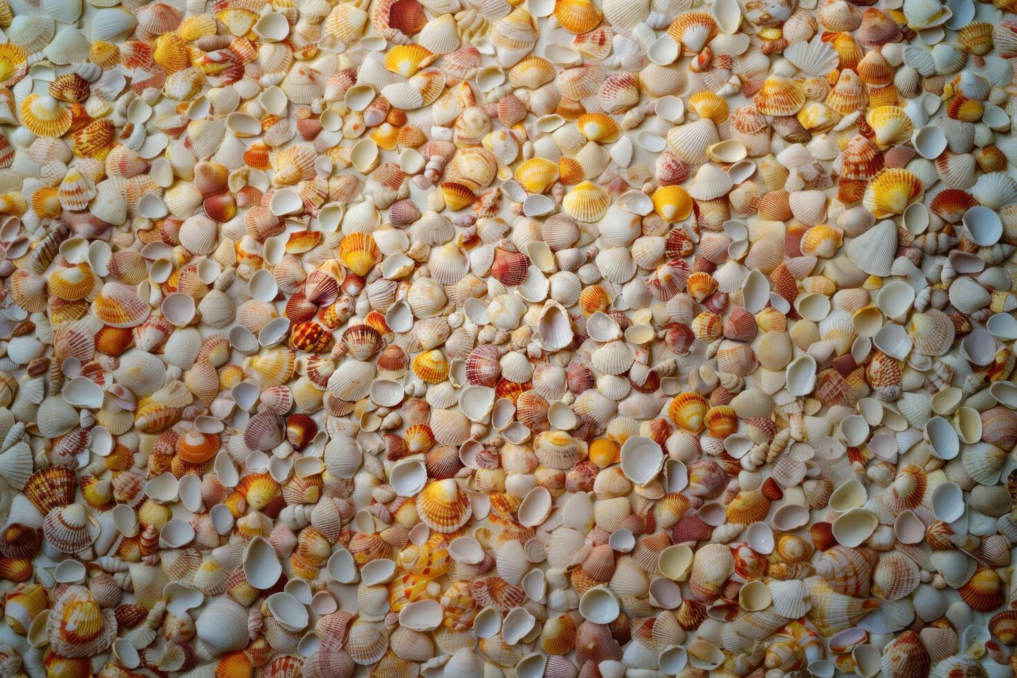 Seashells arranged in a natural, organic pattern photo
