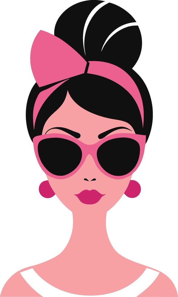 A Drawing of charming woman with beautifully styled hair in a romantic bun vector