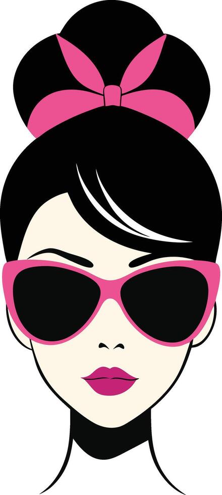 A Drawing of charming and stylish woman with beautifully styled hair in a romantic bun vector