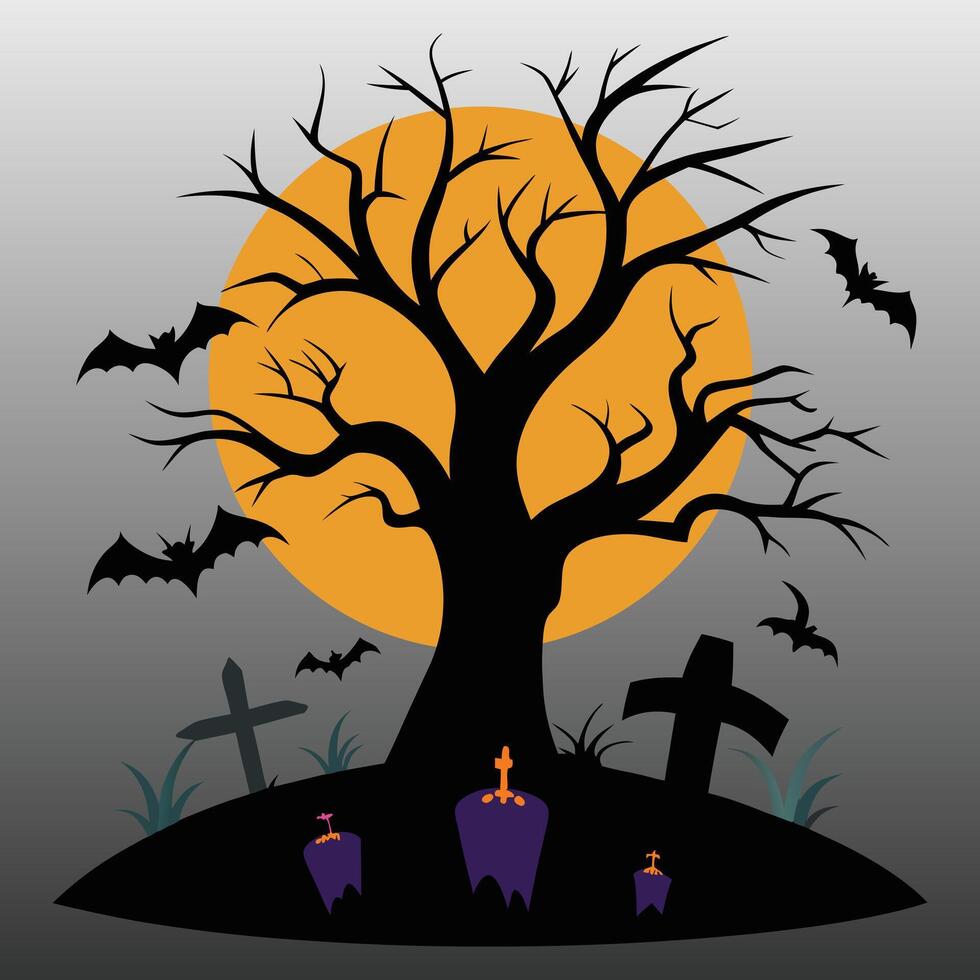 Halloween night poster or background vector