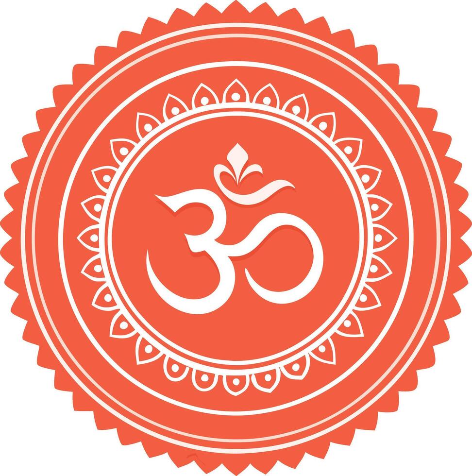 Aum Om Ohm symbol in decorative round mandala ornament vector