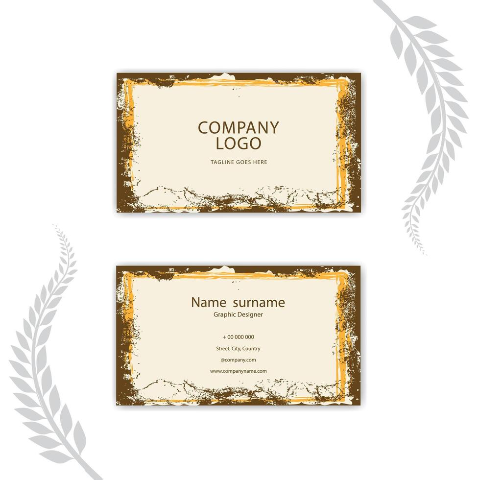Abstract hand painted business card template. vector