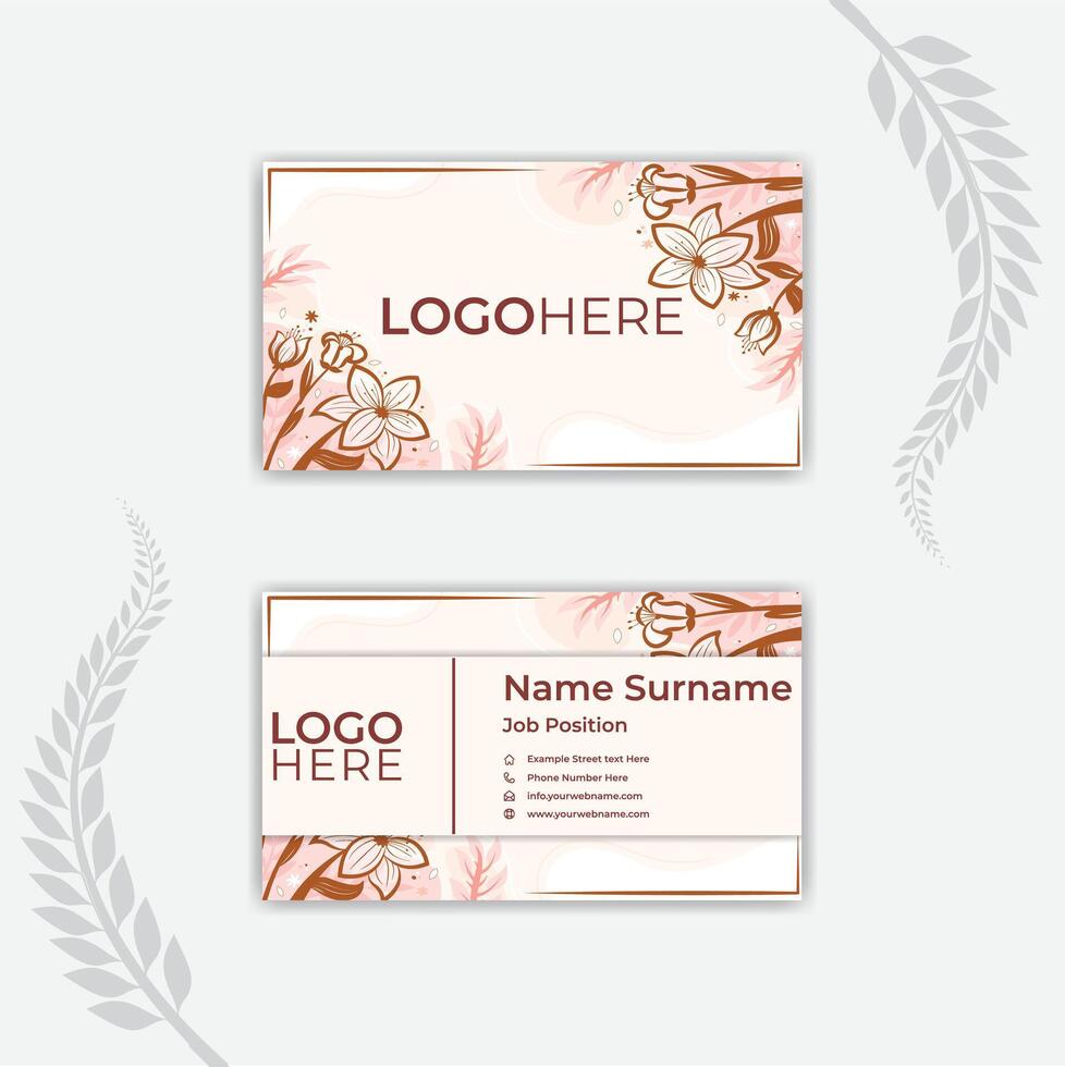Print floral print business card. vector