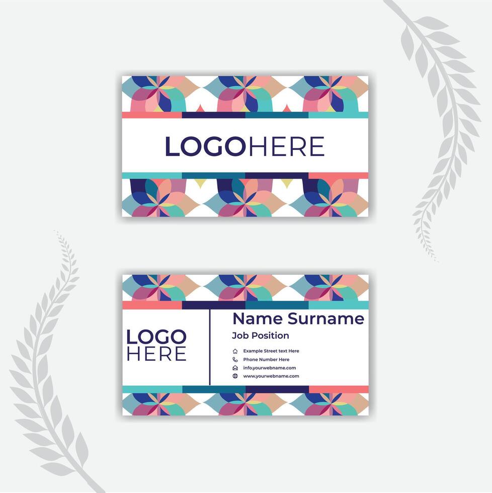 Print floral business card template. vector