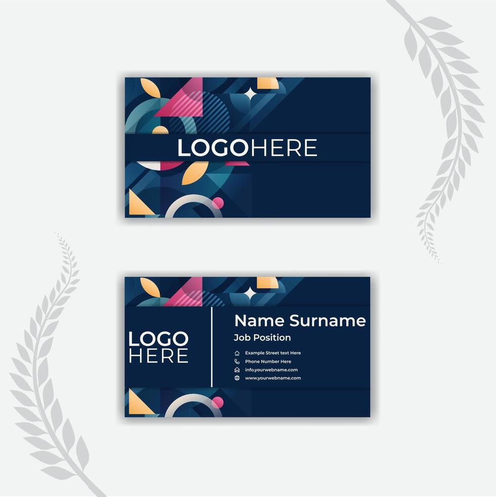 Print Flat mosaic horizontal business card template. vector