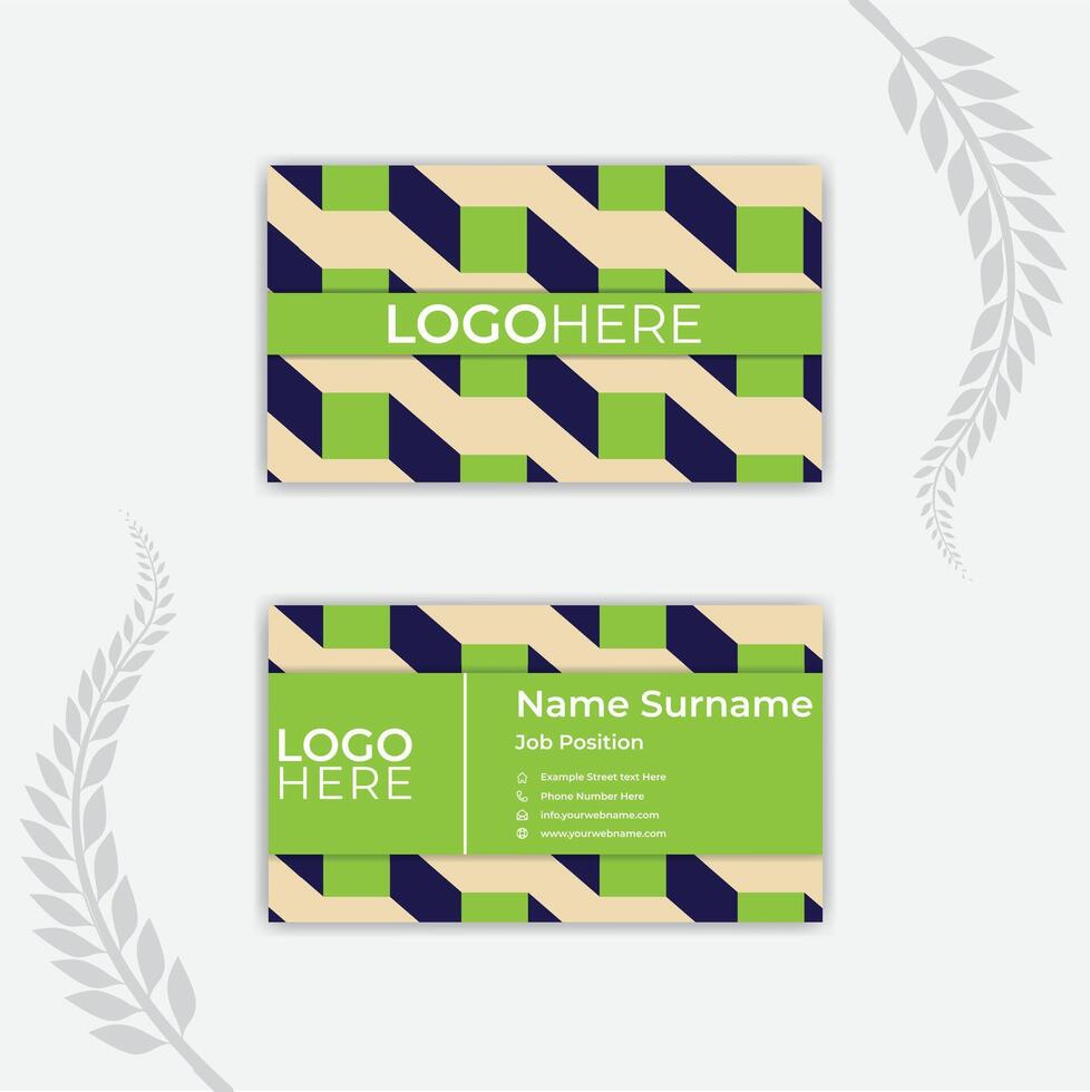 green abstract business card template. vector
